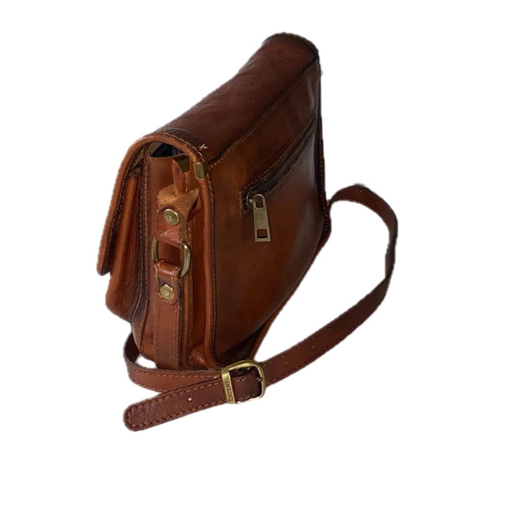 IMEDICI Italian Brown Leather Crossbody Messenger Bag Small Hobo Shoulder Bag EC - Picture 5 of 16
